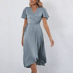Light blue wrap dress
